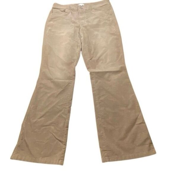 J Jill Tan Gray Classic High Waisted 5 Pocket Soft Boot Cut Corduroy Pants Sz 12 - Picture 1 of 5